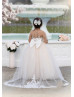 Long Sleeves Lace Tulle Pearl Buttons Back Dreamy Flower Girl Dress